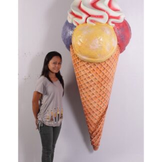 Hard Scoop Giant Wall Mounted Ice Cream Cone Statue