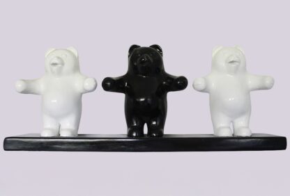 Black and White Gummy Bear Trio Wall Mount Statue