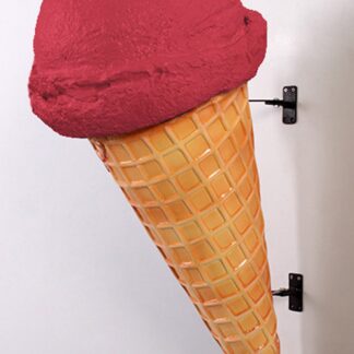 Cherry Hard Scoop Wall Mounted Ice Cream Cone Statue