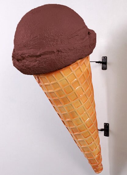 Chocolate Hard Scoop Wall Mounted Ice Cream Cone Statue