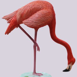 Flamingo Head Down on Base Statue