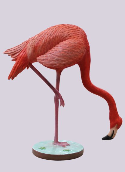 Flamingo Head Down on Base Statue