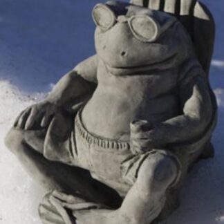 Relaxing Frog Bud on the Beach Cast Stone Statue