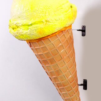 Lemon Hard Scoop Wall Mounted Ice Cream Cone Statue