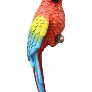 Perched Life Size Scarlet Macaw Statue