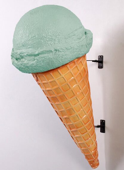 Mint Hard Scoop Wall Mounted Ice Cream Cone Statue