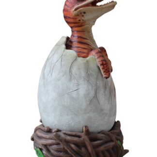 Hatching Raptor Dinosaur in Egg Statue