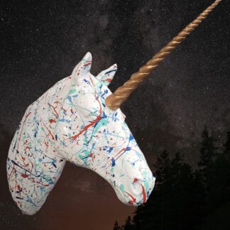 Splatter Art Unicorn Head Statue