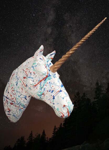 Splatter Art Unicorn Head Statue