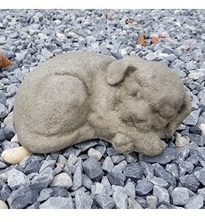 Cast Stone Curled Dog