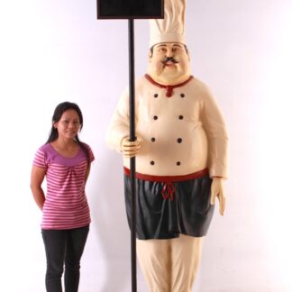 Culinary Chef Statue with Blackboard Sign