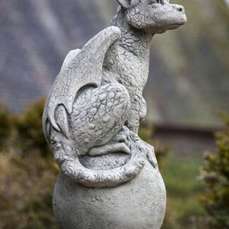 Eryl the Cast Stone Medieval Winged Dragon on Orb