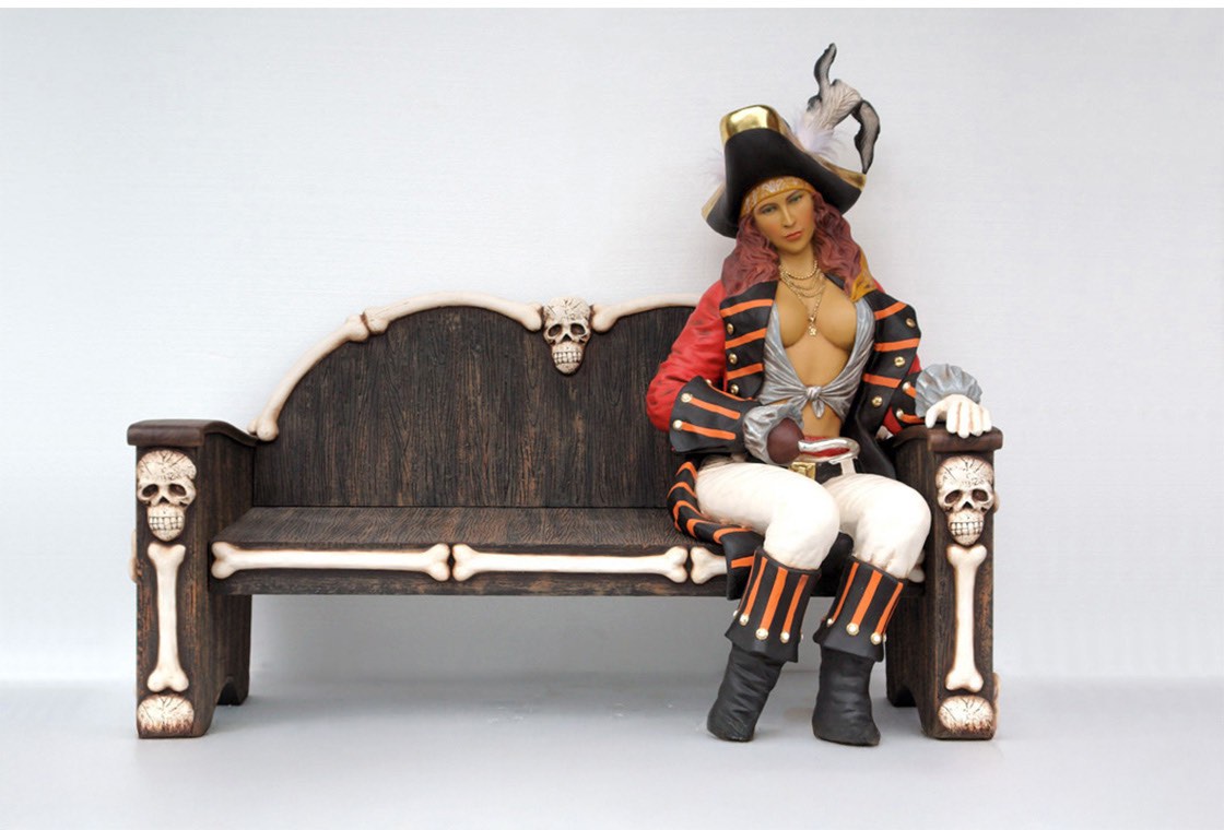 Lady Pirate Sitting Statue