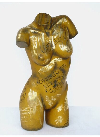 Female Torso Statue in Gold Finish