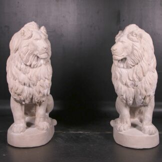Lions Statue Set of 2 Made Of Fiberglass Resin with Stone Finish
