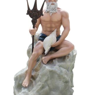Neptune Sitting on Rock Statue