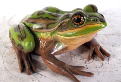 Green and Golden Bell Frog Pond Garden Decor Statue
