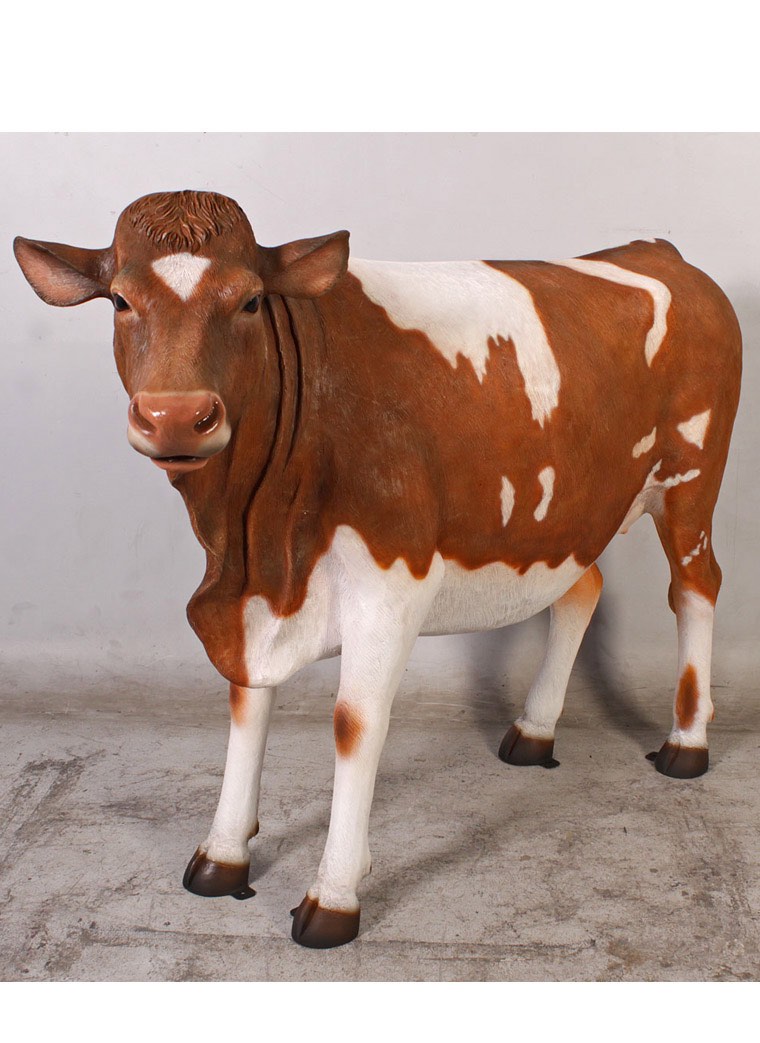 Guernsey Cow Statue Life Size Farm Theme Prop