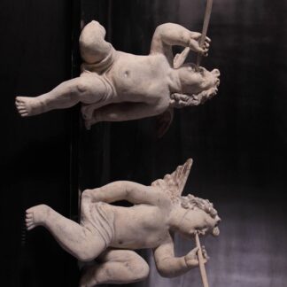 Herald Cherubs Statue in Roman Stone Finish