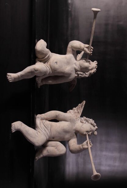 Herald Cherubs Statue in Roman Stone Finish