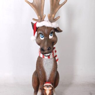 Funny Christmas Moose Statue