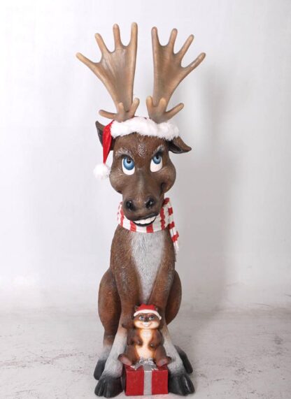 Funny Christmas Moose Statue