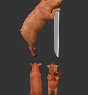 Pig Statue Standing on 2 Legs Farm Animal Prop