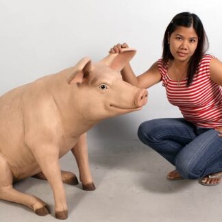 Sitting Pig Statue Large Farm Animal Resin Prop