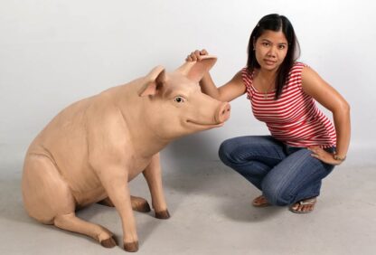 Sitting Pig Statue Large Farm Animal Resin Prop