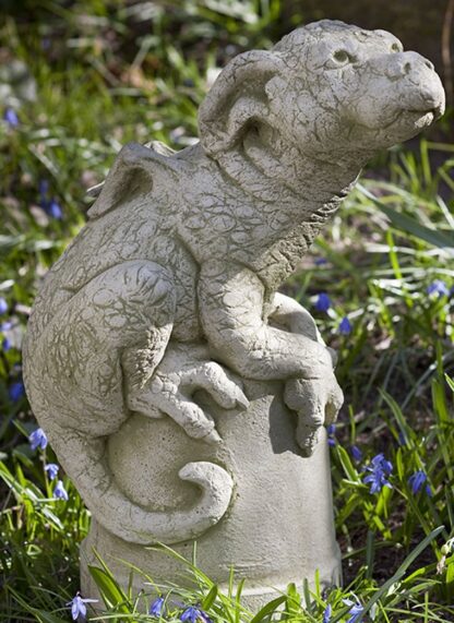Puddles the Cast Stone Dragon on Flower Pot