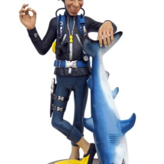 Diver With Shark Statue