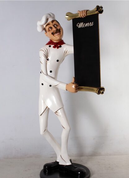Skinny Chef Statue with Menu 6 ft.