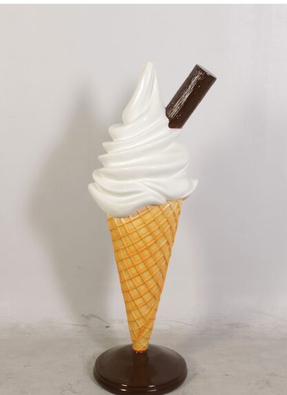 Soft Serve Ice Cream Cone with Chocolate Stick on Base