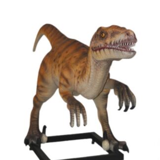 Velociraptor Statue on Metal Base