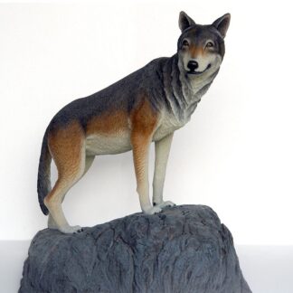 Wolf on Rock Statue